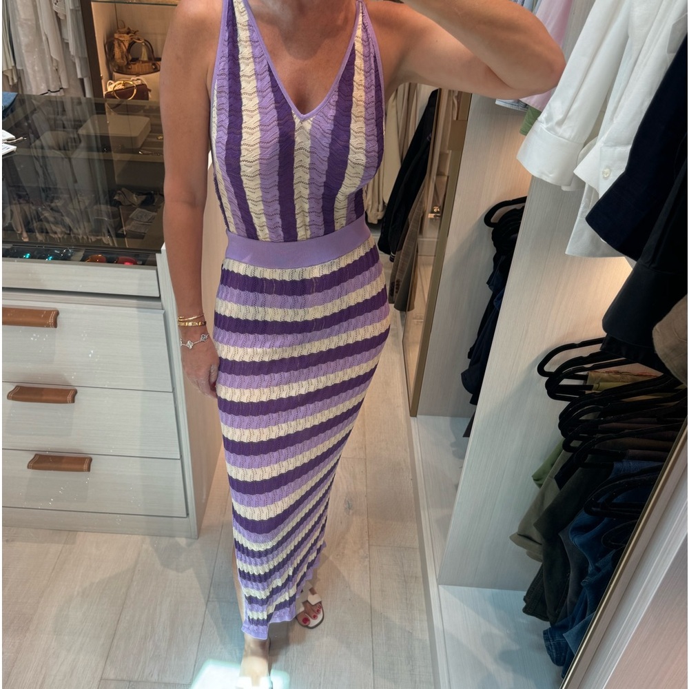 DODO BAR OR June Striped Pointelle Knit Maxi skirt.